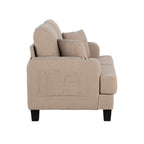 Petit canapé causeuse beige de 61 pouces avec 2 coussins et porte-gobelet