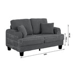 Canapé causeuse contemporain en velours côtelé de 61 po avec 2 coussins et porte-gobelet