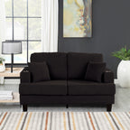 Canapé causeuse contemporain en velours côtelé de 61 po avec 2 coussins et porte-gobelet