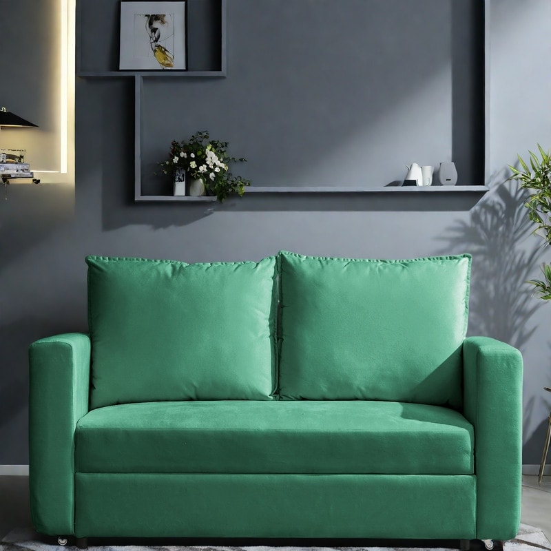 Canapé-lit 2 places en tissu 62,5 pouces, convertible 2 en 1 avec accoudoirs séparés (capacité de 800 lb)