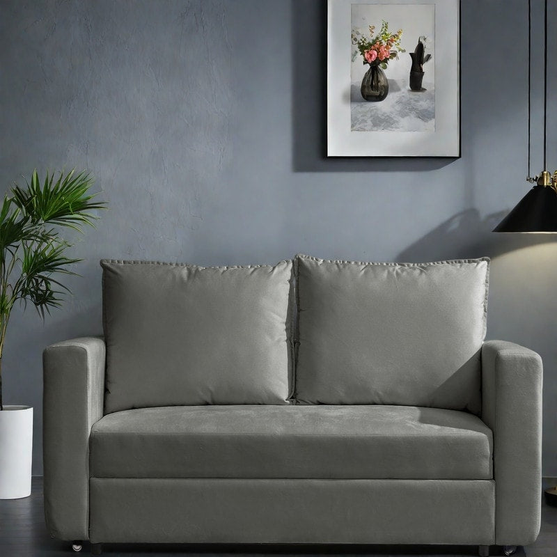 Canapé-lit 2 places en tissu 62,5 pouces, convertible 2 en 1 avec accoudoirs séparés (capacité de 800 lb)