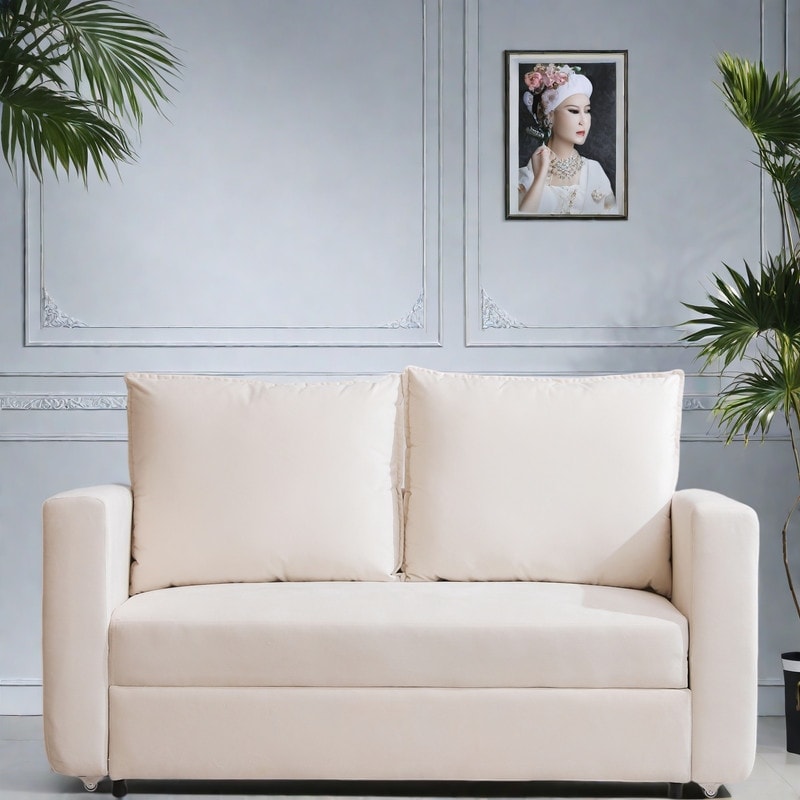 Canapé-lit 2 places en tissu 62,5 pouces, convertible 2 en 1 avec accoudoirs séparés (capacité de 800 lb)