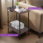 Lampadaire de 62 pouces avec table à magazines carrée - noyer