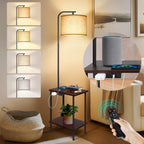 Lampadaire de 62 pouces avec table à magazines carrée - noyer