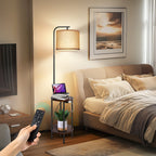 Lampe de table sur pied noire de 62 pouces avec port USB et prise