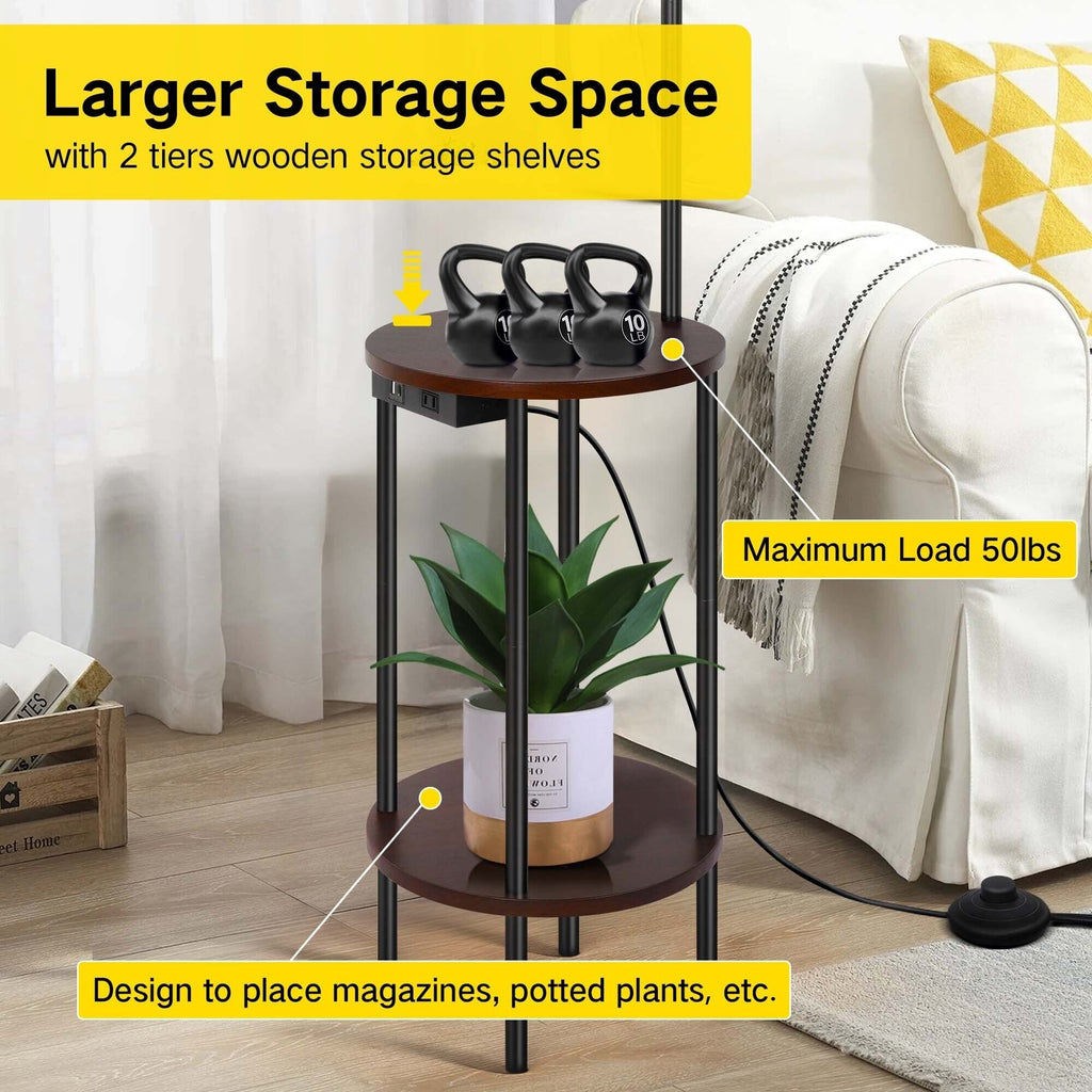 Lampe de table sur pied noire de 62 pouces avec port USB et prise