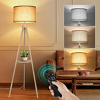 Lampadaire trépied en noyer de 63 po avec pieds et plateau en bois massif