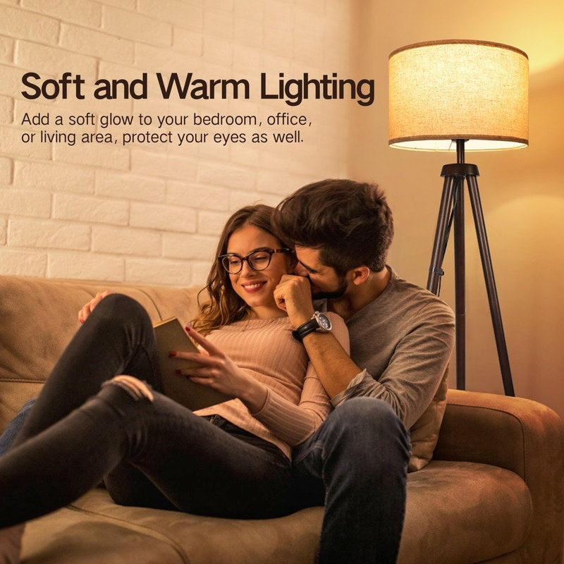 Lampadaire trépied en noyer de 63 po avec pieds et plateau en bois massif