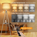 Lampadaire trépied en noyer de 63 po avec pieds et plateau en bois massif