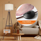 Lampadaire trépied en noyer de 63 po avec pieds et plateau en bois massif