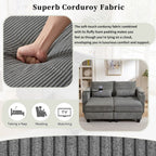 Canapé-lit convertible en velours côtelé de 63 pouces avec ports USB, deux porte-gobelets et un support pour téléphone pour le salon