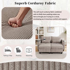 Canapé-lit convertible en velours côtelé de 63 pouces avec ports USB, deux porte-gobelets et un support pour téléphone pour le salon