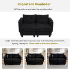 Canapé-lit convertible en velours côtelé de 63 pouces avec ports USB, deux porte-gobelets et un support pour téléphone pour le salon