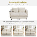 Canapé-lit convertible en velours côtelé de 63 pouces avec ports USB, deux porte-gobelets et un support pour téléphone pour le salon