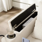 Canapé-lit convertible en velours côtelé de 63 pouces avec ports USB, deux porte-gobelets et un support pour téléphone pour le salon