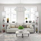 Lampadaire 63 avec étagères - Luminaire de salon avec étagères de rangement en bois