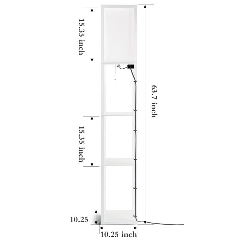 Lampadaire 63 avec étagères - Luminaire de salon avec étagères de rangement en bois