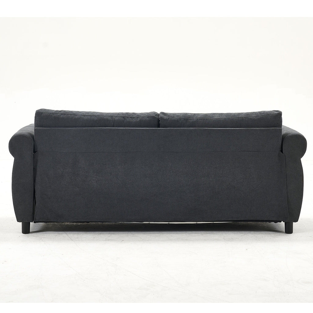 Canapé-lit 3 places en polyester 63 avec matelas gigogne et accoudoirs à rivets rétro