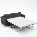 Canapé-lit 3 places en polyester 63 avec matelas gigogne et accoudoirs à rivets rétro