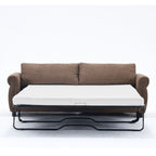 Canapé-lit 3 places en polyester 63 avec matelas gigogne et accoudoirs à rivets rétro