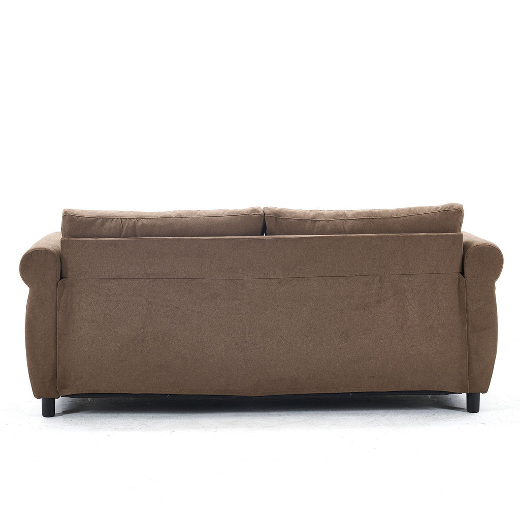 Canapé-lit 3 places en polyester 63 avec matelas gigogne et accoudoirs à rivets rétro