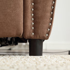 Canapé-lit 3 places en polyester 63 avec matelas gigogne et accoudoirs à rivets rétro