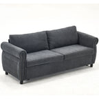 Canapé-lit 3 places en polyester 63 avec matelas gigogne et accoudoirs à rivets rétro