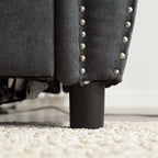 Canapé-lit 3 places en polyester 63 avec matelas gigogne et accoudoirs à rivets rétro