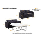 Canapé-lit 2 places en chenille 64,9 cm avec surmatelas en mousse à mémoire de forme - Cadre de lit à lattes en bois massif, 2 porte-gobelets