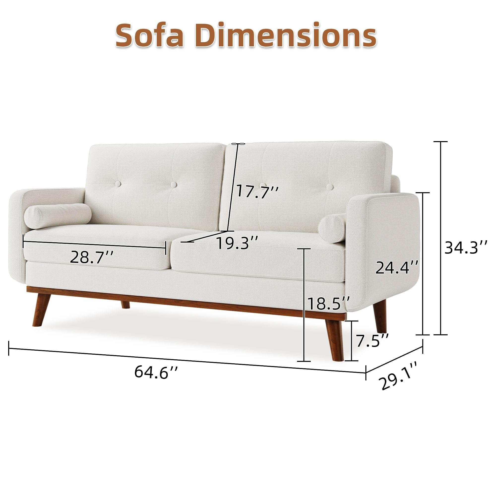 Canapé causeuse 64 places, canapé moderne du milieu du siècle, canapés causeuse confortables pour le salon