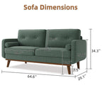 Canapé causeuse 64 places, canapé moderne du milieu du siècle, canapés causeuse confortables pour le salon