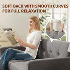 Canapé d'angle capitonné style Mid-Century 65,2 po pour salon et chambre, montage facile (beige)