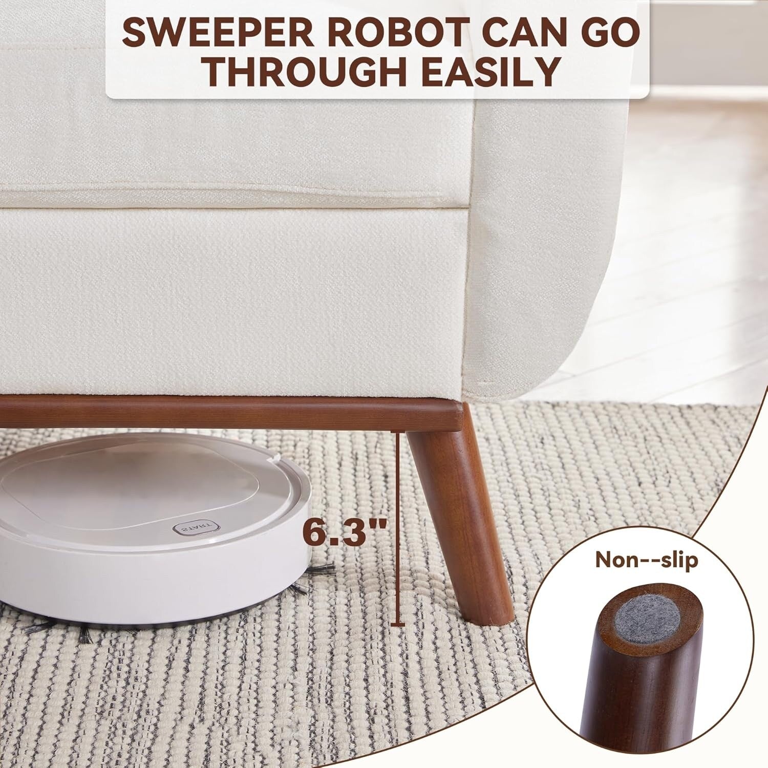 Canapé d'angle capitonné style Mid-Century 65,2 po pour salon et chambre, montage facile (beige)