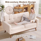 Canapé d'angle capitonné style Mid-Century 65,2 po pour salon et chambre, montage facile (beige)
