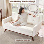 Canapé d'angle capitonné style Mid-Century 65,2 po pour salon et chambre, montage facile (beige)