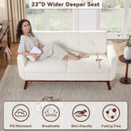 Canapé d'angle capitonné style Mid-Century 65,2 po pour salon et chambre, montage facile (beige)