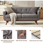 Canapé d'angle capitonné style Mid-Century 65,2 po pour salon et chambre, montage facile (beige)