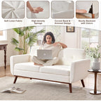 Canapé d'angle capitonné style Mid-Century 65,2 po pour salon et chambre, montage facile (beige)