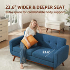 Canapé d'angle capitonné style Mid-Century 65,2 po pour salon et chambre, montage facile (beige)