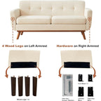 Canapé d'angle capitonné style Mid-Century 65,2 po pour salon et chambre, montage facile (beige)