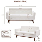 Canapé d'angle capitonné style Mid-Century 65,2 po pour salon et chambre, montage facile (beige)