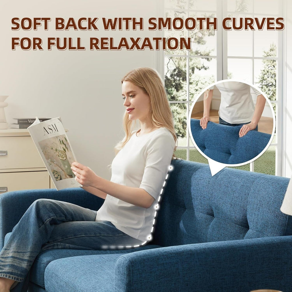 Canapé d'angle capitonné style Mid-Century 65,2 po pour salon et chambre, montage facile (beige)