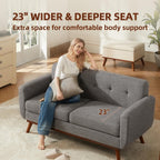 Canapé d'angle capitonné style Mid-Century 65,2 po pour salon et chambre, montage facile (beige)