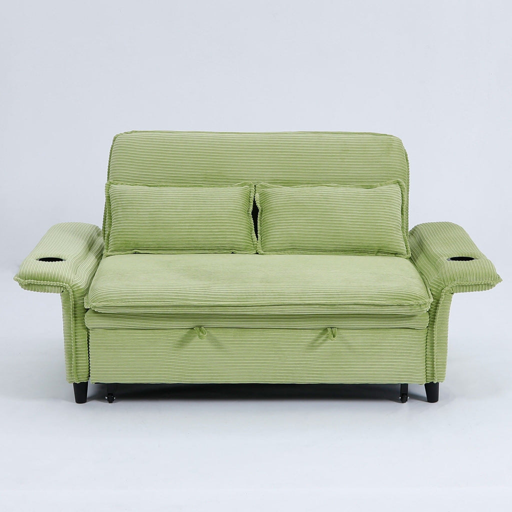 Canapé-lit multifonctionnel en tissu rayé de 65,74 pouces, idéal pour les chambres et les salons