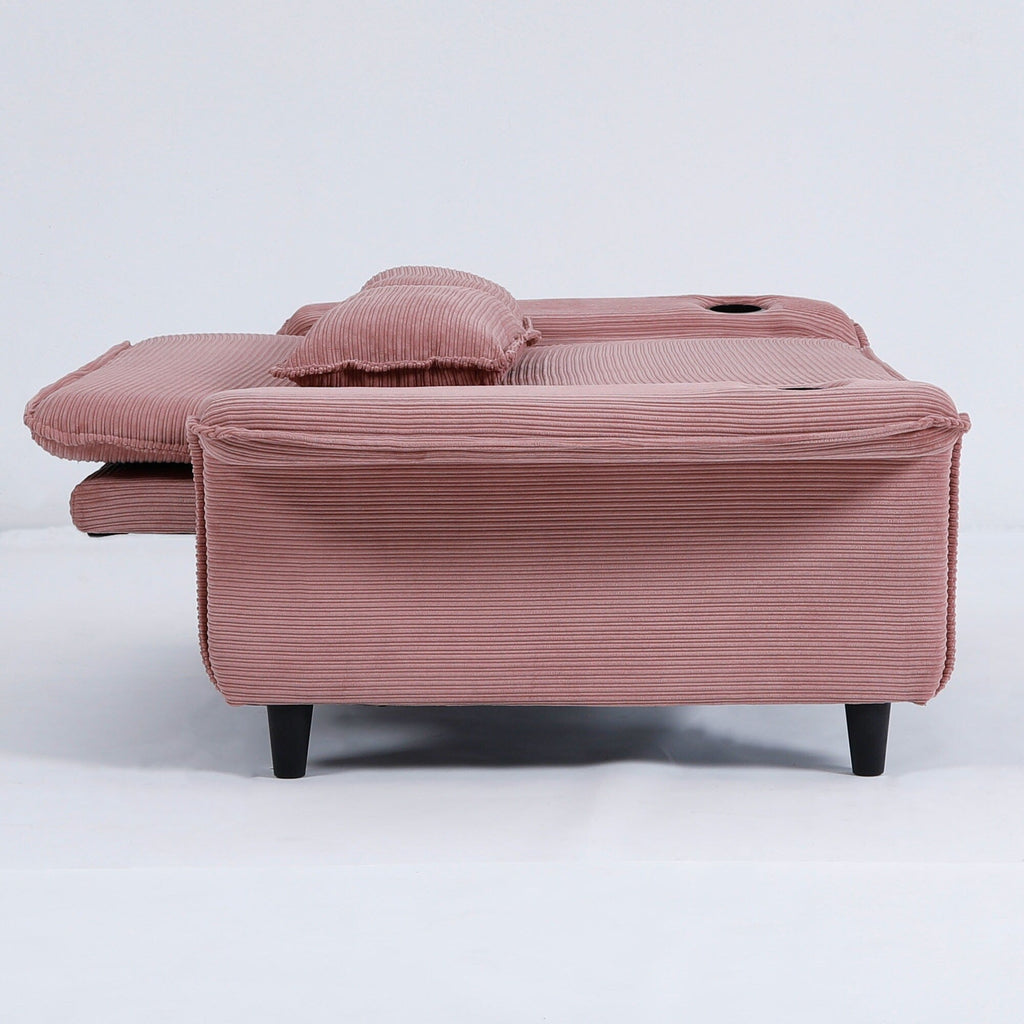 Canapé-lit multifonctionnel en tissu rayé de 65,74 pouces, idéal pour les chambres et les salons