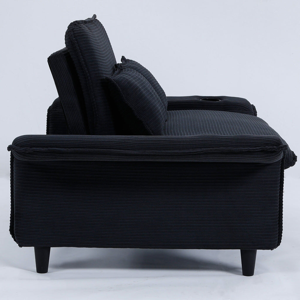 Canapé-lit multifonctionnel en tissu rayé de 65,74 pouces, idéal pour les chambres et les salons