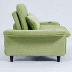 Canapé-lit multifonctionnel en tissu rayé rose de 65,74 pouces, accoudoirs et dossiers réglables