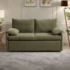 Canapé-lit 3 en 1 2 places en velours côtelé avec poche de rangement latérale et coussins en éponge haute densité