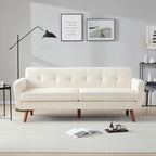 Canapé causeuse 65 pouces style milieu du siècle - Petit canapé capitonné et rembourré pour salon et chambre, montage facile, beige