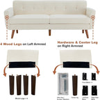 Canapé causeuse 65 pouces style milieu du siècle - Petit canapé capitonné et rembourré pour salon et chambre, montage facile, beige